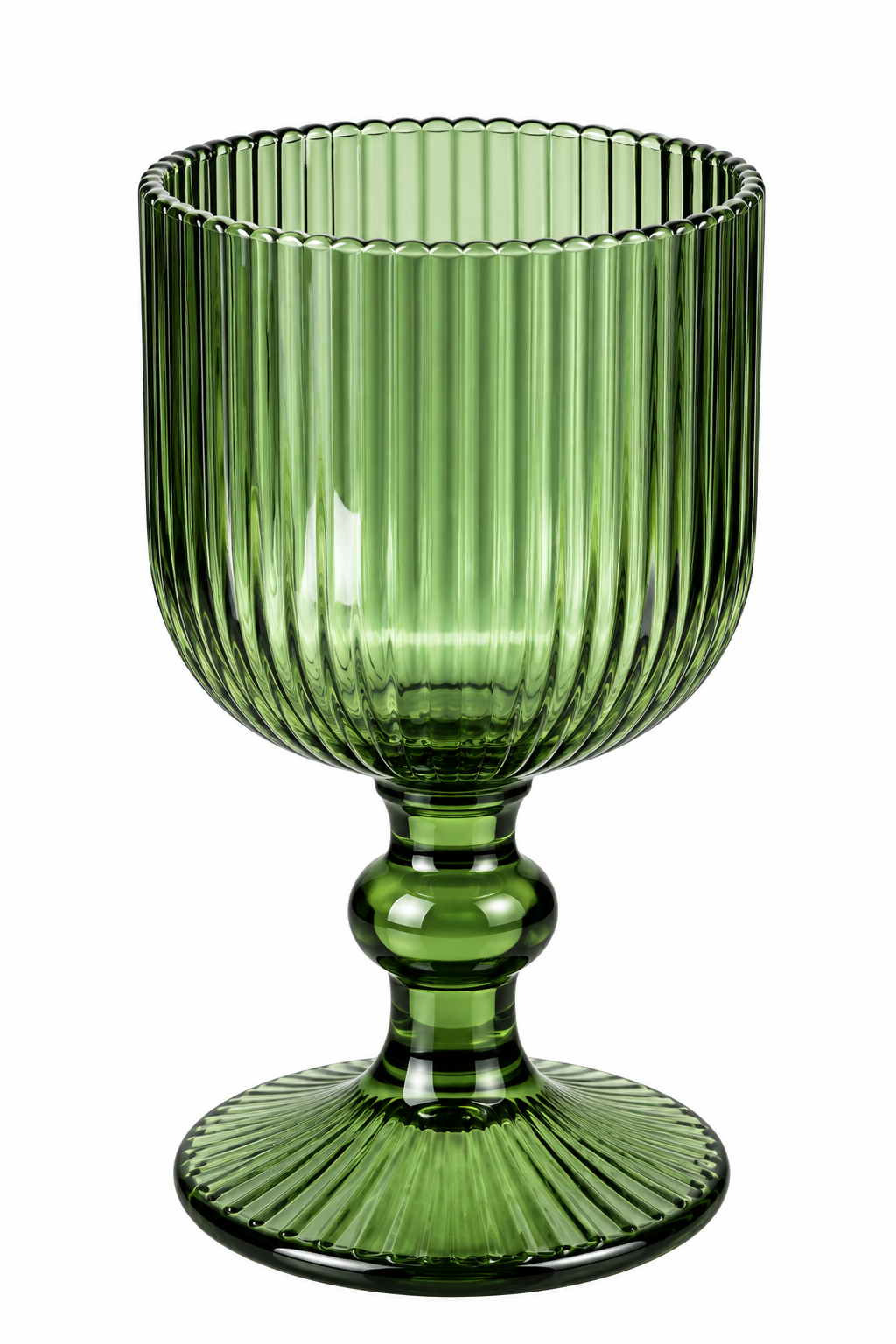 GREEN FLUTED WATER GOBLET – 6 PCS SET