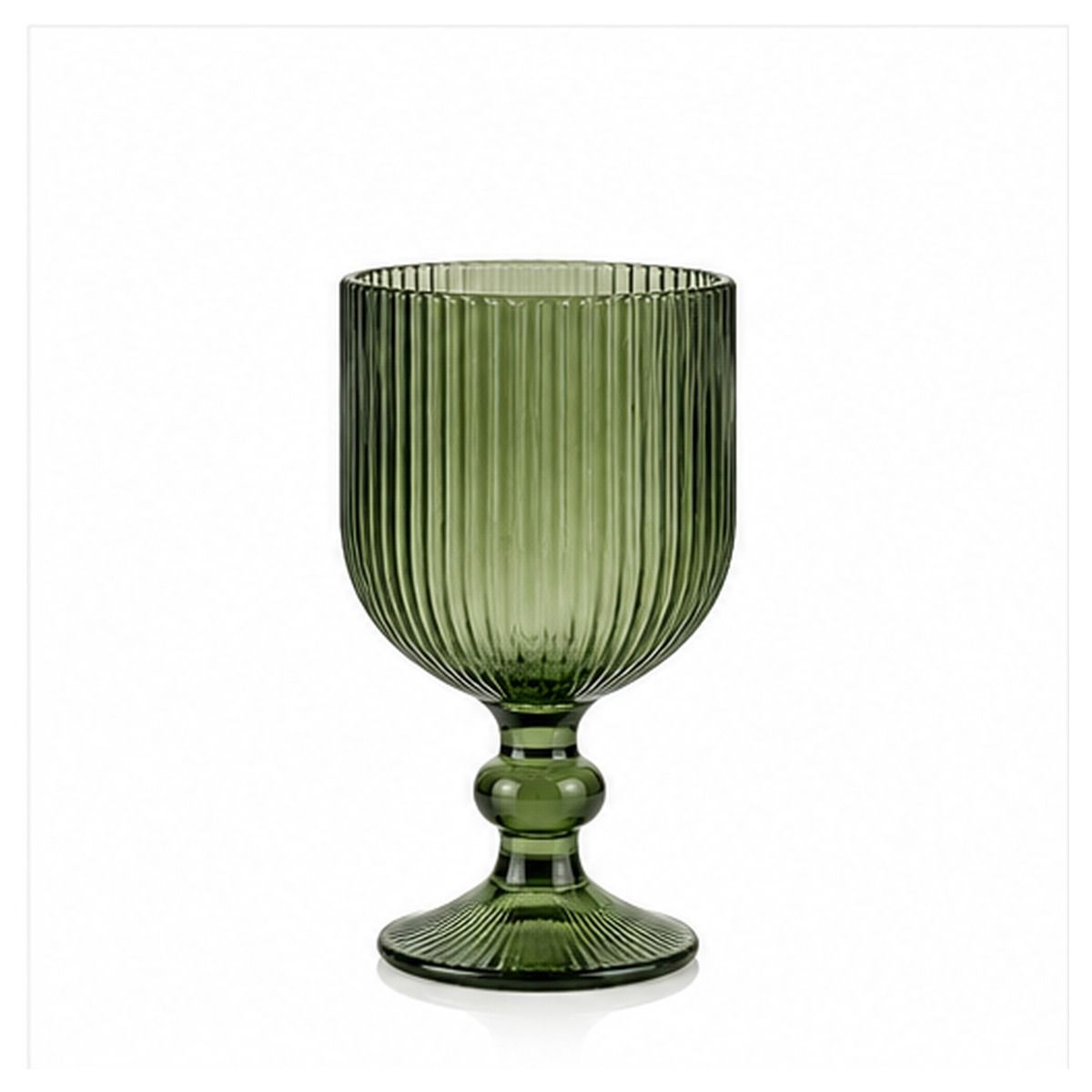 EMERALD GREEN RIBBED SHORT GOBLET