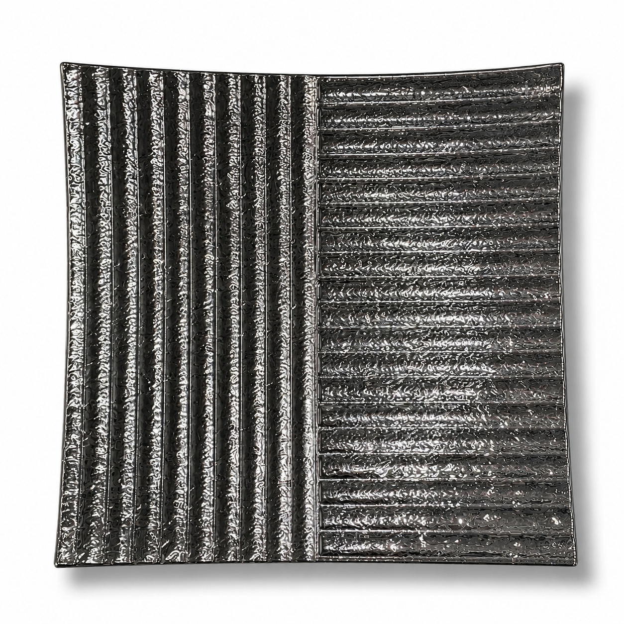 Black Square Ribbed Charger Plate
