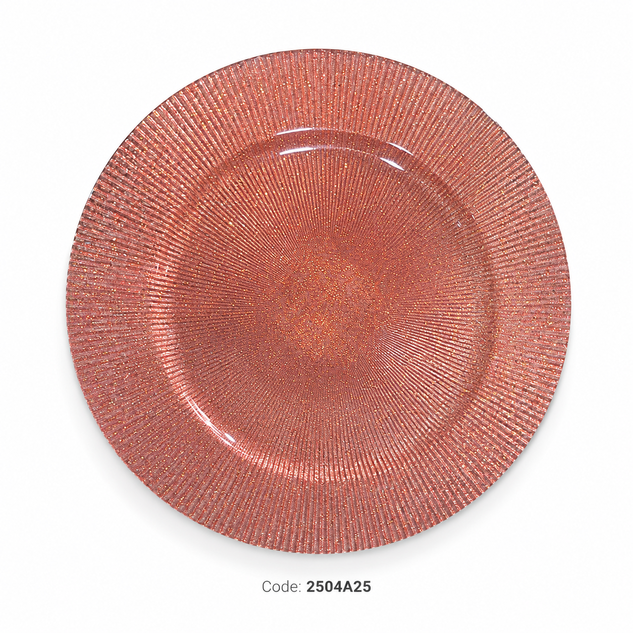 Rose Gold Glitter Ribbed Charger Plate