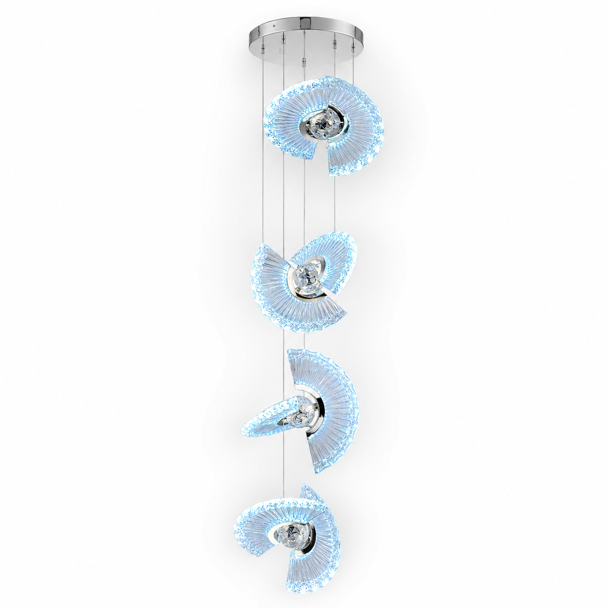 MODERN CRYSTAL FAN CASCADE CHANDELIER-VERTICAL PENDANT LIGHT