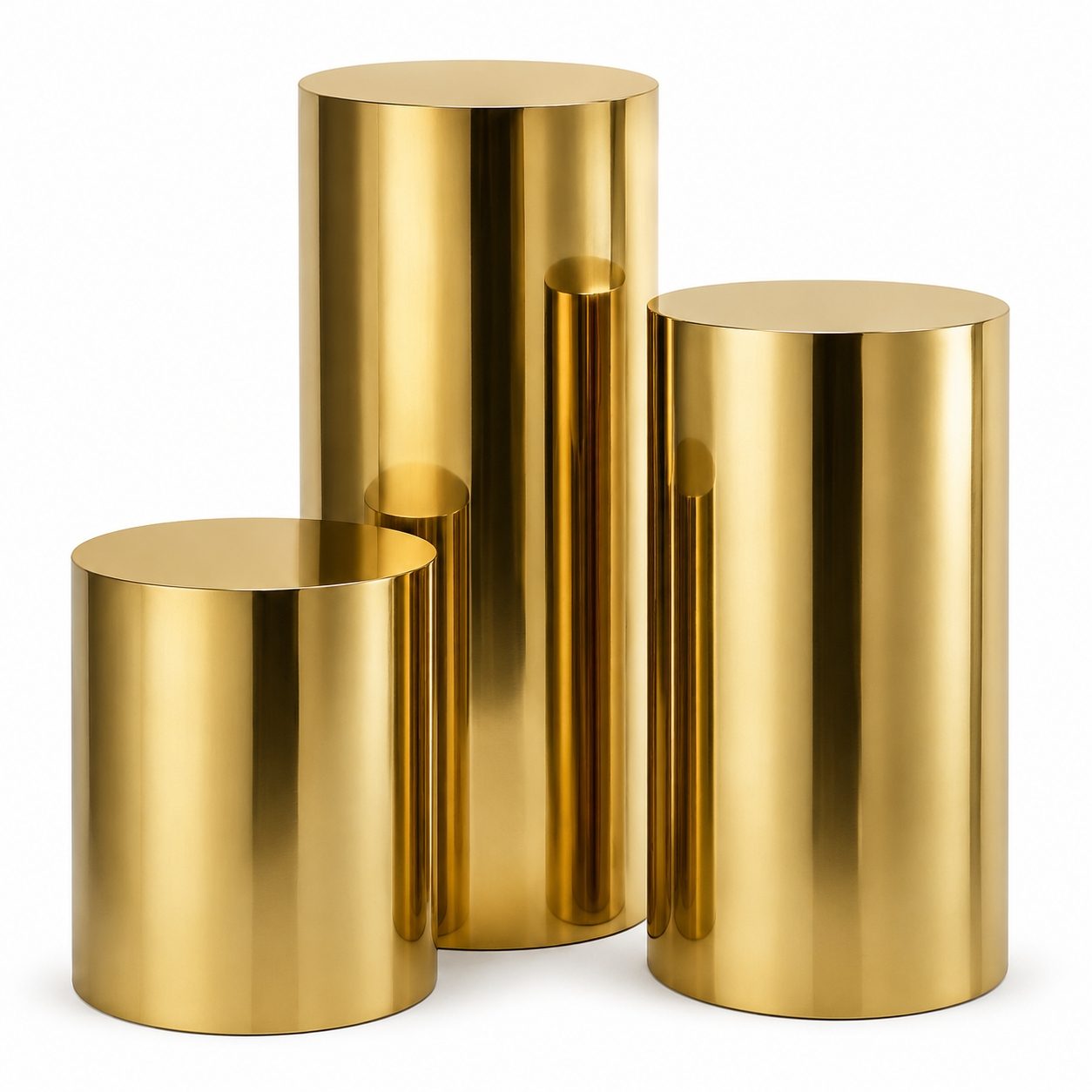 Luxury Gold Cylinder Plinth Set