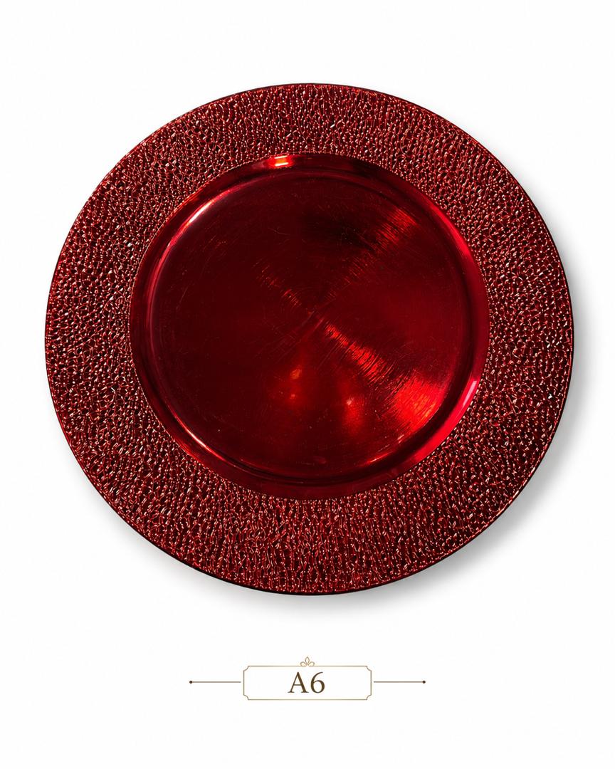 Red Metallic Textured Charger Plate