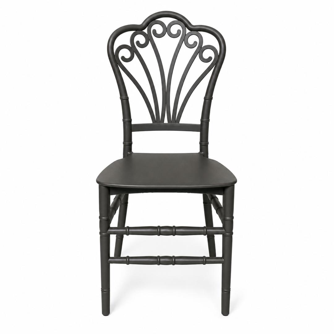 BLACK ORNATE SCROLLWORK HIGH CHAIR