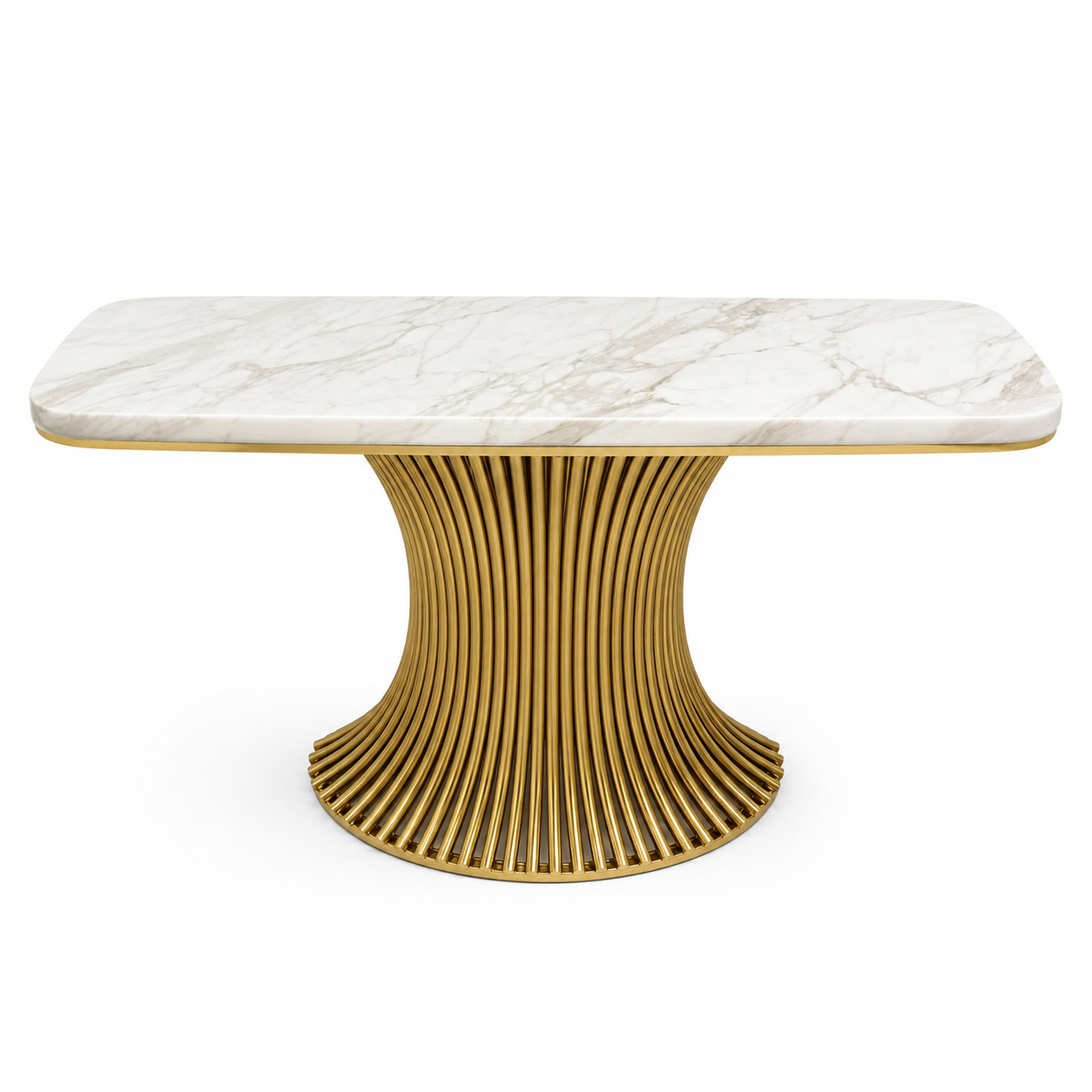 Gold Ribbed Marble Statement Table