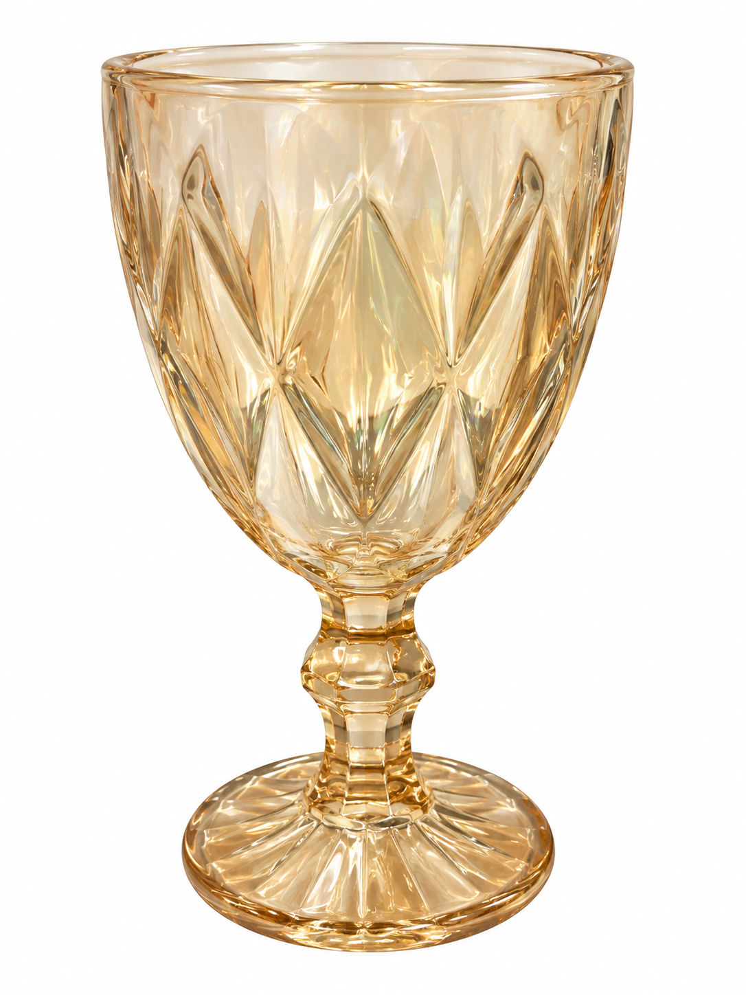 6 PIECES OF AMBER GOLD CRYSTAL GOBLET