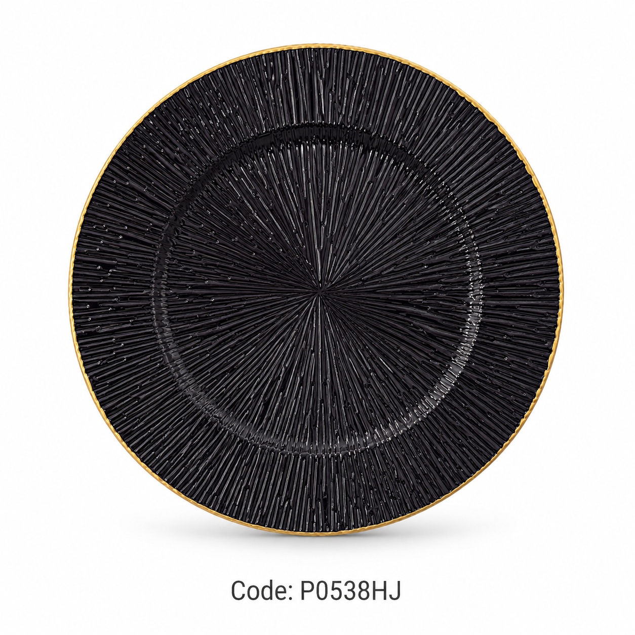 Black Sunburst Gold Rim Charger Plate